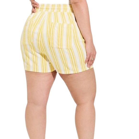 4pc Set, Torrid Striped Yellow Linen Both Tops/Pants/Shorts - NEW - Picture 7 of 7